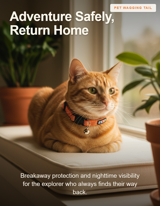 Reflective Cat Collar with Safety Breakaway Buckle and Removable Bell - Adventure Safely, Return Home