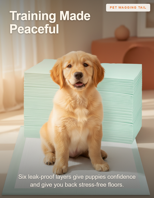 Puppy Training Pads 24x24 Inch - 80 Count 6-Layer Leak-Proof Ultra Absorbent - Training Made Peaceful